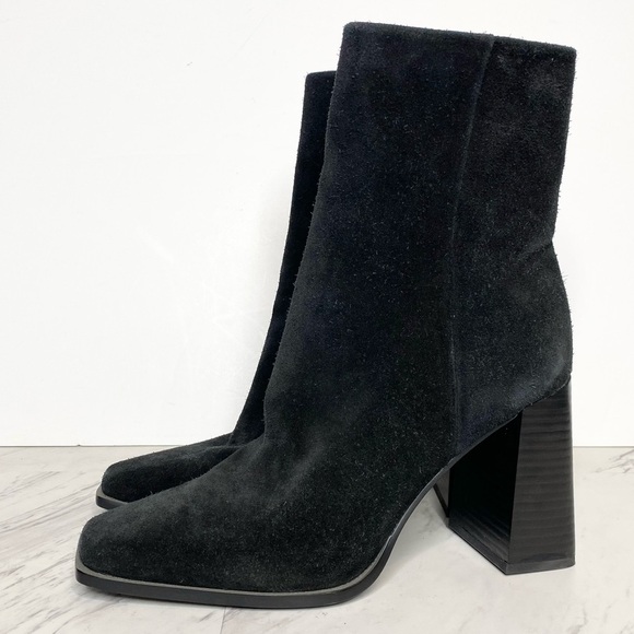 Sam Edelman Ivette Black Suede Square Toe Bootie 9M - Picture 1 of 14